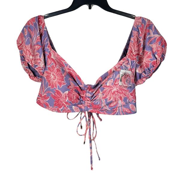 Time and Tru 2X-Large (20W-22W) Swim Top Floral Off-Shoulder Padded Stretch New - Picture 1 of 9